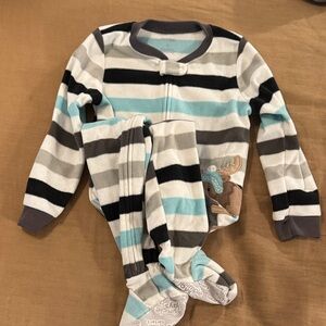 Simple Striped Footie Pajama with Moose